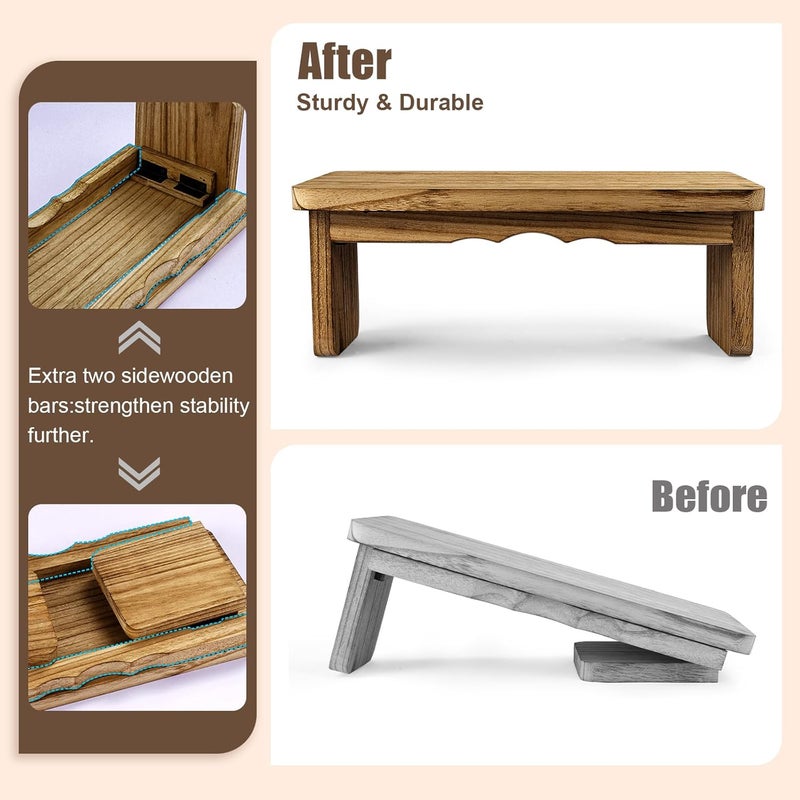 Elfzone Meditation Bench - Yoga Bench,Wooden Zen Meditation Stool Kneeling Bench for Mindfulness Practice Tea Ceremony and Relaxation Ergonomic Design for Comfort and Support Household，Dark Wood - Image 4